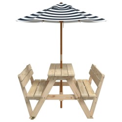 Table de pique-nique pour 4 enfants avec parasol bois de sapin 507967507967