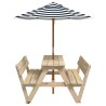 Table de pique-nique pour 4 enfants avec parasol bois de sapin 507967507967
