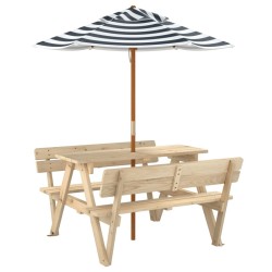 Table de pique-nique pour 4 enfants avec parasol bois de sapin 507967507967