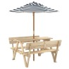 Table de pique-nique pour 4 enfants avec parasol bois de sapin 507967507967
