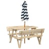 Table de pique-nique pour 4 enfants avec parasol bois de sapin 507967507967