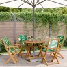 Ensemble à manger de jardin 5 pcs motif de feuilles tissu bois 507968507968
