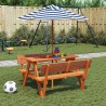 Table de pique-nique pour 4 enfants avec parasol bois de sapin 507969507969