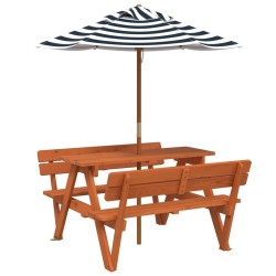 Table de pique-nique pour 4 enfants avec parasol bois de sapin 507969507969