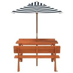Table de pique-nique pour 4 enfants avec parasol bois de sapin 507969507969