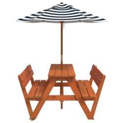 Table de pique-nique pour 4 enfants avec parasol bois de sapin 507969507969