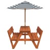 Table de pique-nique pour 4 enfants avec parasol bois de sapin 507969507969