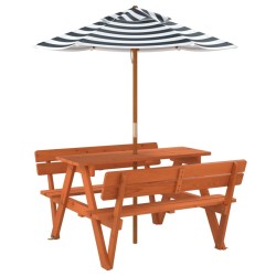 Table de pique-nique pour 4 enfants avec parasol bois de sapin 507969507969
