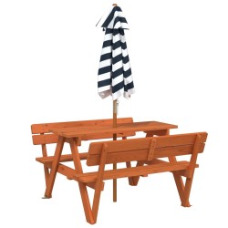 Table de pique-nique pour 4 enfants avec parasol bois de sapin 507969507969