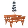 Table de pique-nique pour 4 enfants avec parasol bois de sapin 507969507969