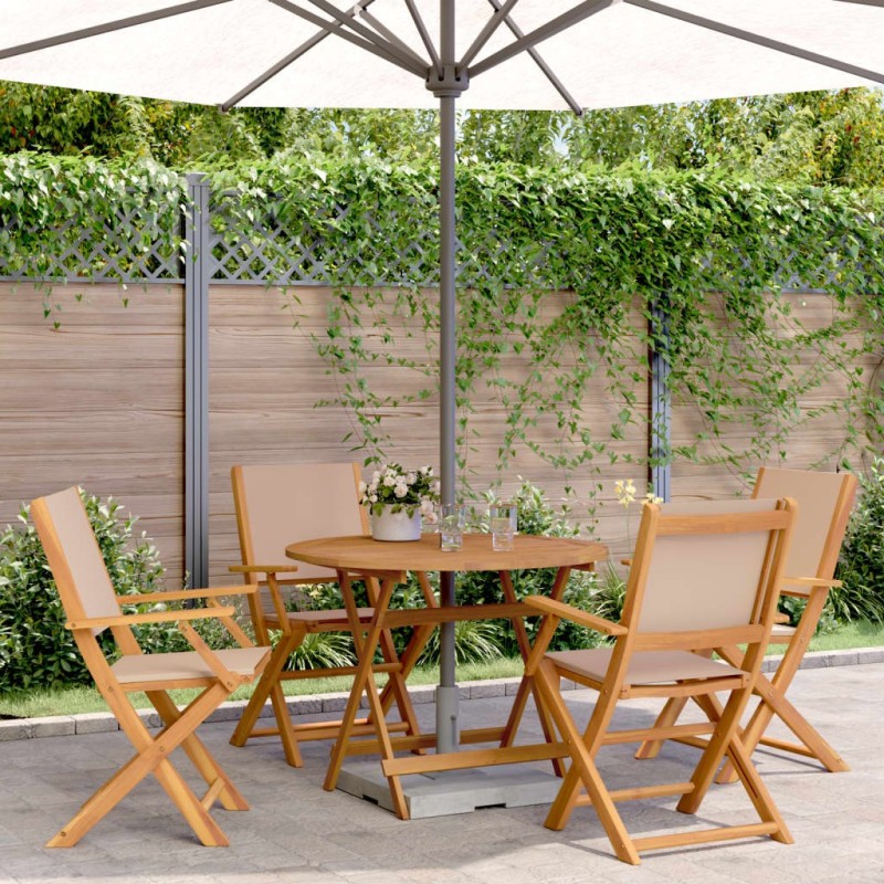 Ensemble à manger de jardin 5 pcs taupe tissu et bois massif 507970507970