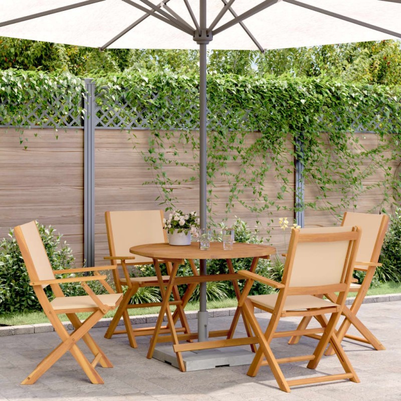 Ensemble à manger de jardin 5 pcs beige tissu et bois massif 507971507971