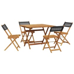 Ensemble à manger de jardin 5 pcs résine tressée et bois massif 507977507977