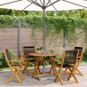 Ensemble à manger de jardin 5pcs noir polypropylène bois massif 507980507980