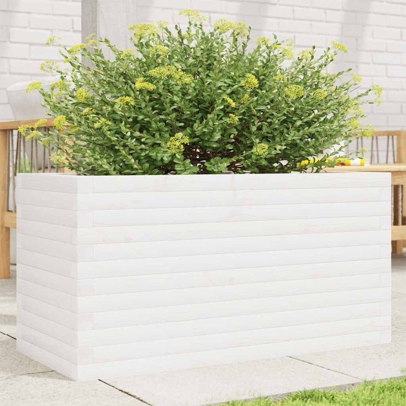 Jardinière blanc 90x40x46 cm bois de pin massif 508034508034