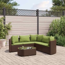 Salon de jardin avec coussins 6 pcs marron résine tressée 508041508041