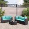 Salon de jardin 6 pcs avec coussins noir résine tressée 508043508043
