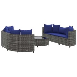 Salon de jardin avec coussins 7 pcs gris résine tressée 508078508078