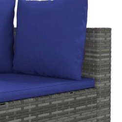 Salon de jardin avec coussins 7 pcs gris résine tressée 508078508078