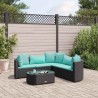 Salon de jardin 6 pcs avec coussins noir résine tressée 508089508089