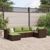 Salon de jardin 6 pcs avec coussins Marron Résine tressée 508092508092