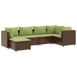 Salon de jardin 6 pcs avec coussins Marron Résine tressée 508092508092