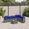 Salon de jardin avec coussins 7 pcs gris résine tressée 508095508095