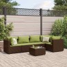 Salon de jardin 6 pcs avec coussins Marron Résine tressée 508099508099