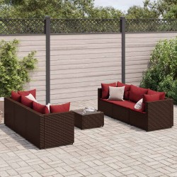 Salon de jardin avec coussins 7 pcs marron résine tressée 508109508109