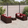 Salon de jardin avec coussins 7 pcs marron résine tressée 508109508109