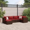 Salon de jardin 6 pcs avec coussins Marron Résine tressée 508113508113