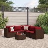 Salon de jardin 6 pcs avec coussins Marron Résine tressée 508114508114
