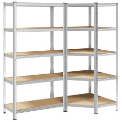 Ensemble d'étagères à 5 niveaux 2 pcs acier bois d'ingénierie 508116508116