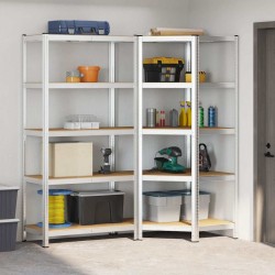 Ensemble d'étagères à 5 niveaux 2 pcs acier bois d'ingénierie 508116508116