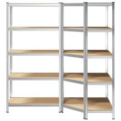 Ensemble d'étagères à 5 niveaux 2 pcs acier bois d'ingénierie 508116508116