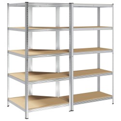 Ensemble d'étagères à 5 niveaux 2 pcs acier bois d'ingénierie 508116508116