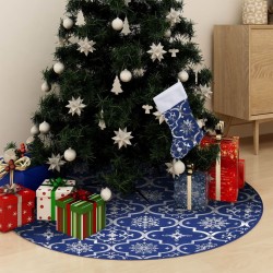 Jupe de sapin de Noël de luxe avec chaussette Bleu 150 cm Tissu 508118508118
