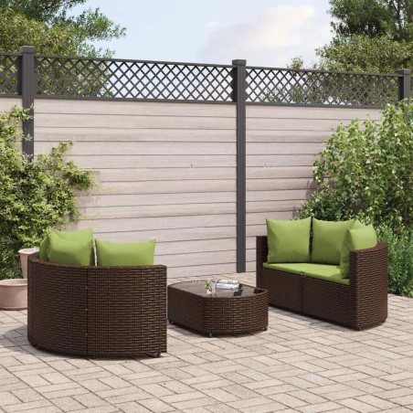 Salon de jardin avec coussins 5 pcs marron résine tressée 508206508206