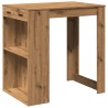 Table de bar chêne artisanal 102x70x103,5 cm bois d'ingénierie 508214508214