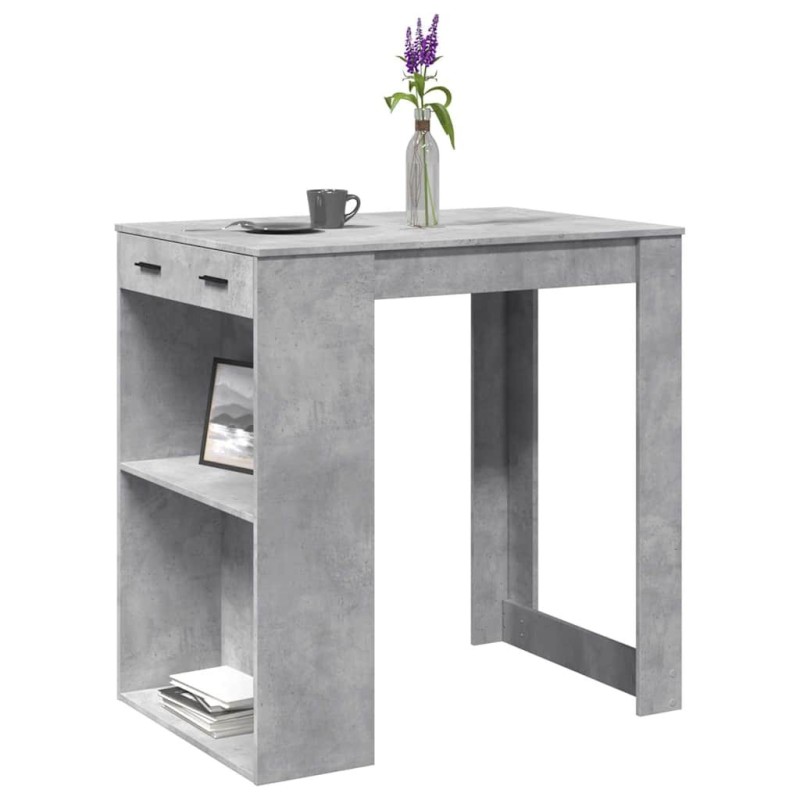 Table de bar gris béton 102x70x103,5 cm bois d'ingénierie 508218508218