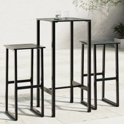Ensemble de bar de jardin 3 pcs noir acier enduit de poudre 508276508276