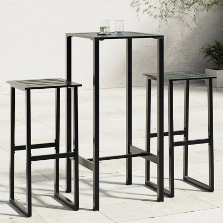 Ensemble de bar de jardin 3 pcs noir acier enduit de poudre 508276508276