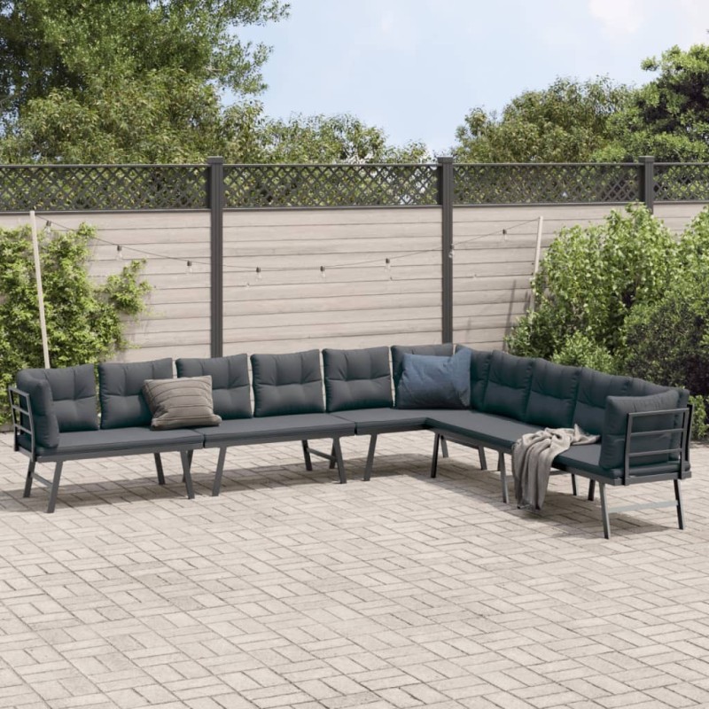 Bancs de jardin avec coussins lot de 4 acier enduit de poudre 508280508280