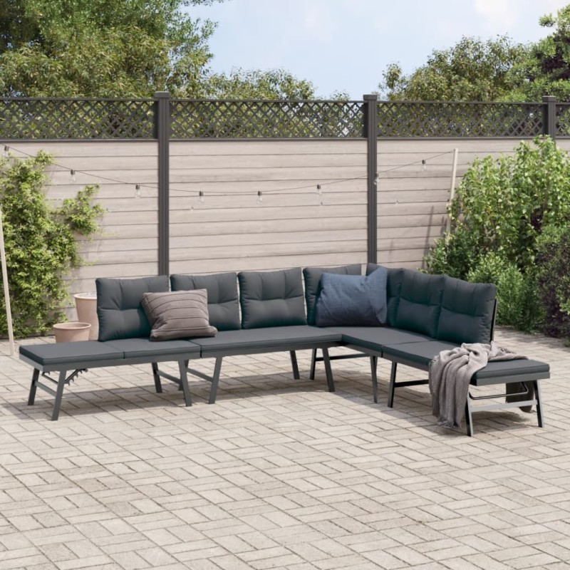 Bancs de jardin avec coussins lot de 4 acier enduit de poudre 508285508285