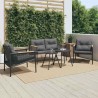 Ensemble de meubles de balcon avec coussins 5 pcs noir acier 508286508286