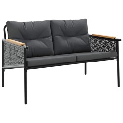 Ensemble de meubles de balcon avec coussins 5 pcs noir acier 508286508286