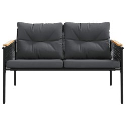 Ensemble de meubles de balcon avec coussins 5 pcs noir acier 508286508286