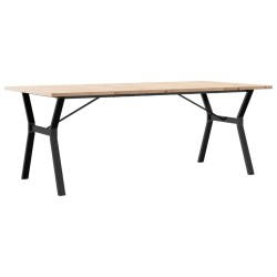 Table à manger cadre en Y 200x100x75,5 cm bois pin massif acier 508318508318