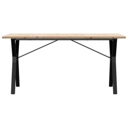 Table à manger cadre en Y 140x80x75,5 cm bois pin massif acier 508322508322