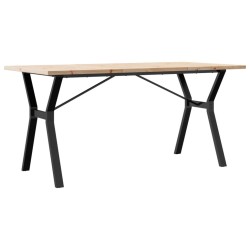 Table à manger cadre en Y 140x80x75,5 cm bois pin massif acier 508322508322